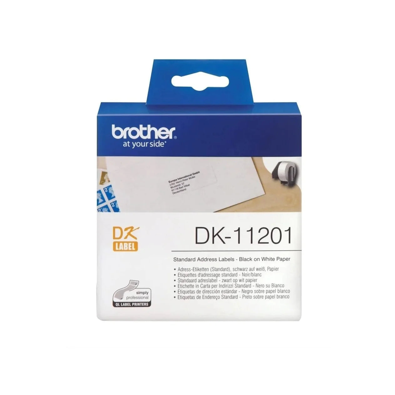 Brother Genuine DK-11201 Standard Address Labelling Tape for QL Printers - Black on White, 29mm wide