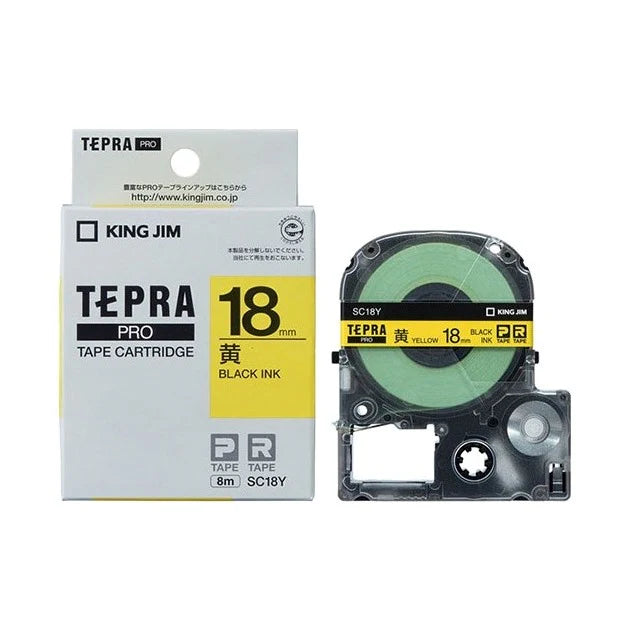 KIM JIM SC18Y TEPRA PRO Tape Yellow Black Ink 18mm -Made in Japan