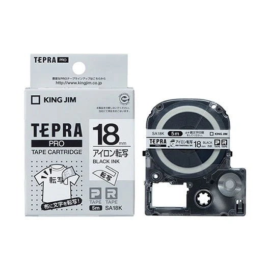 KING JIM SA18K TEPRA PRO Ironing Label Tape Cartridge White /Black Ink 18mm-Made in Japan
