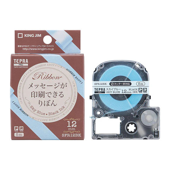 KING JIM SFR12BK TEPRA PRO Tape Sky Blue Ribbon /Black Ink 12mm-Made in Japan
