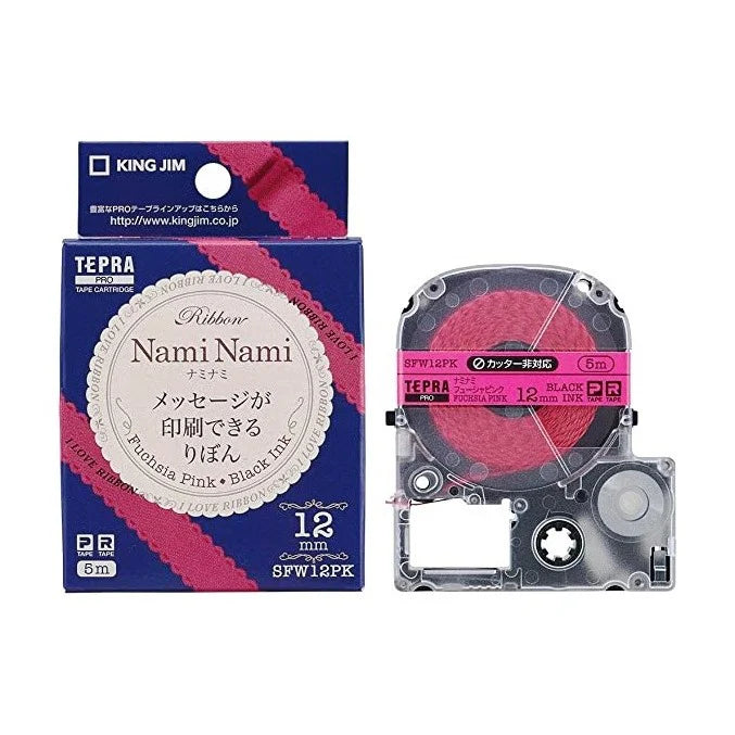 King Jim SFW12PK TEPRA PRO Tape Cartridge Fuchsia Pink Ribbon Black Ink 12mm -Made in Japan
